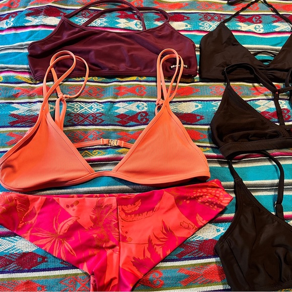 RVCA Coral and Magenta Bikini Set + Bundle of 5 Bikini Tops Small/Medium - Picture 2 of 16